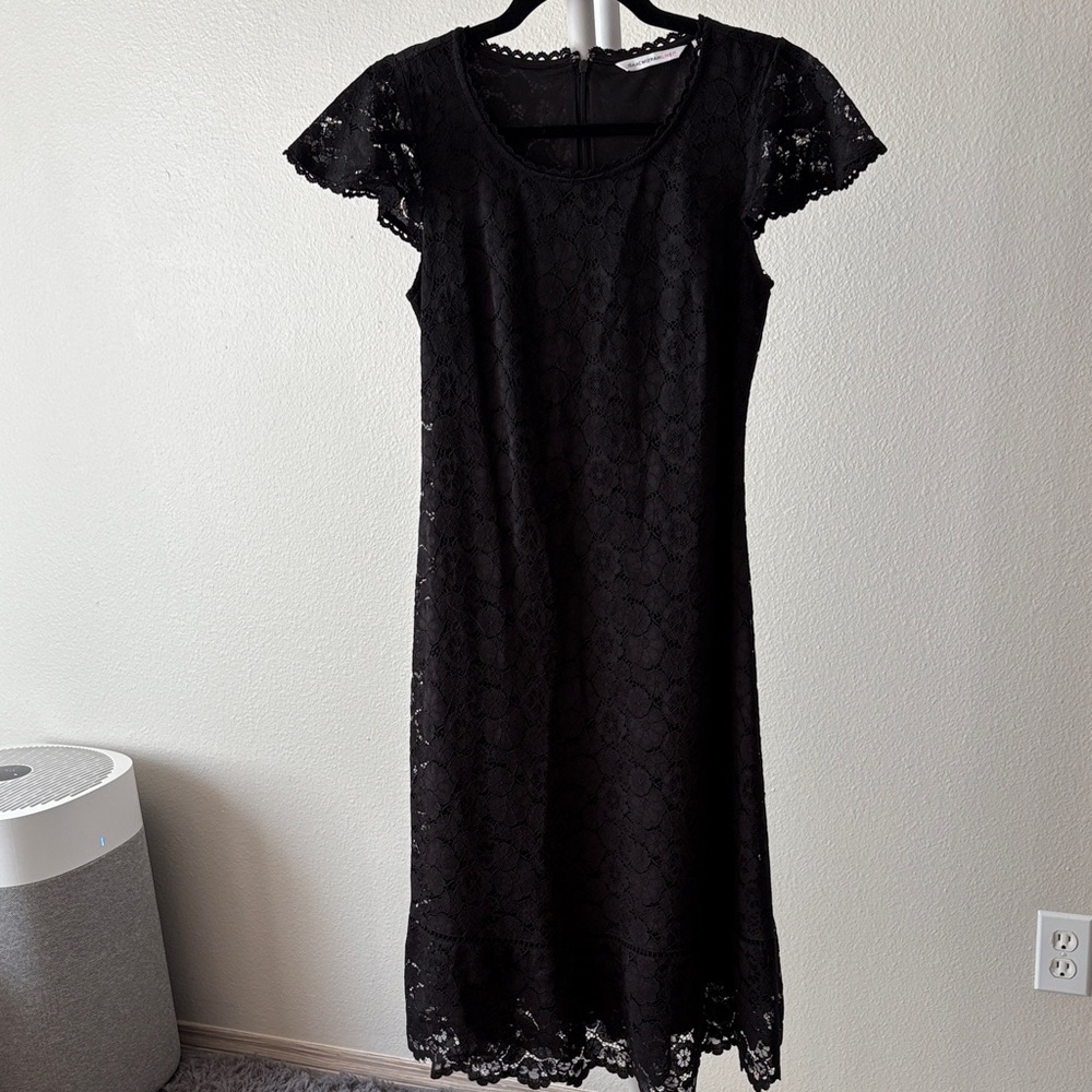 Isaac Mizrahi Elegant Black Lace Midi Dress Like New Never worn